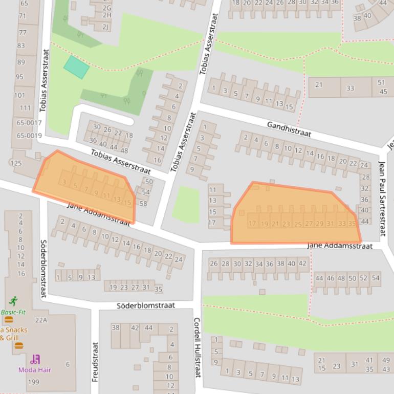 Kaart van postcodegebied 2037JK.