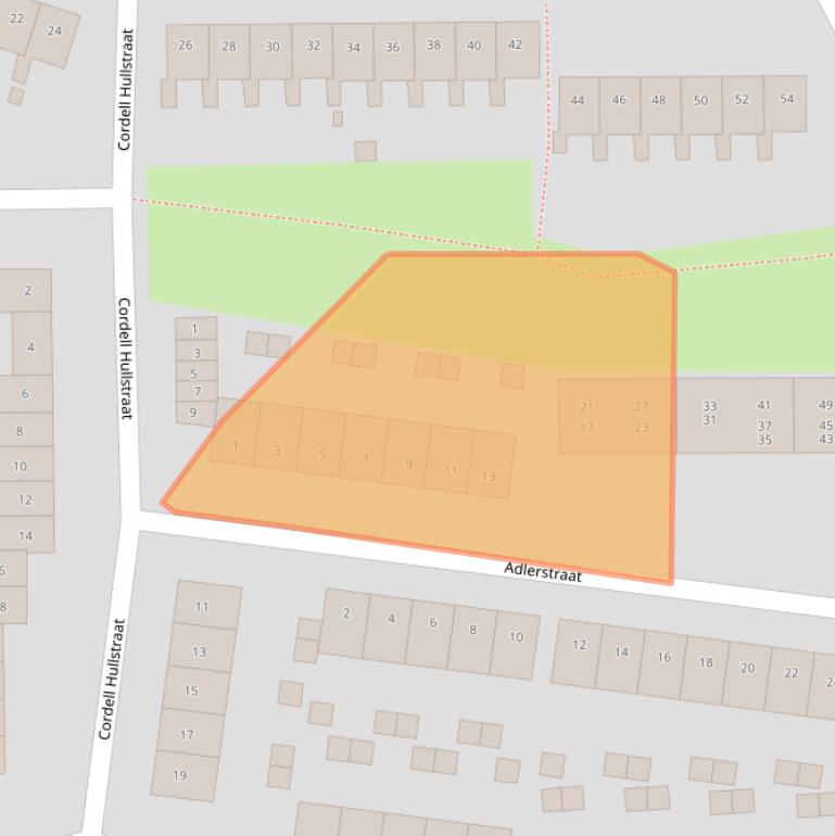 Kaart van postcodegebied 2037KB.