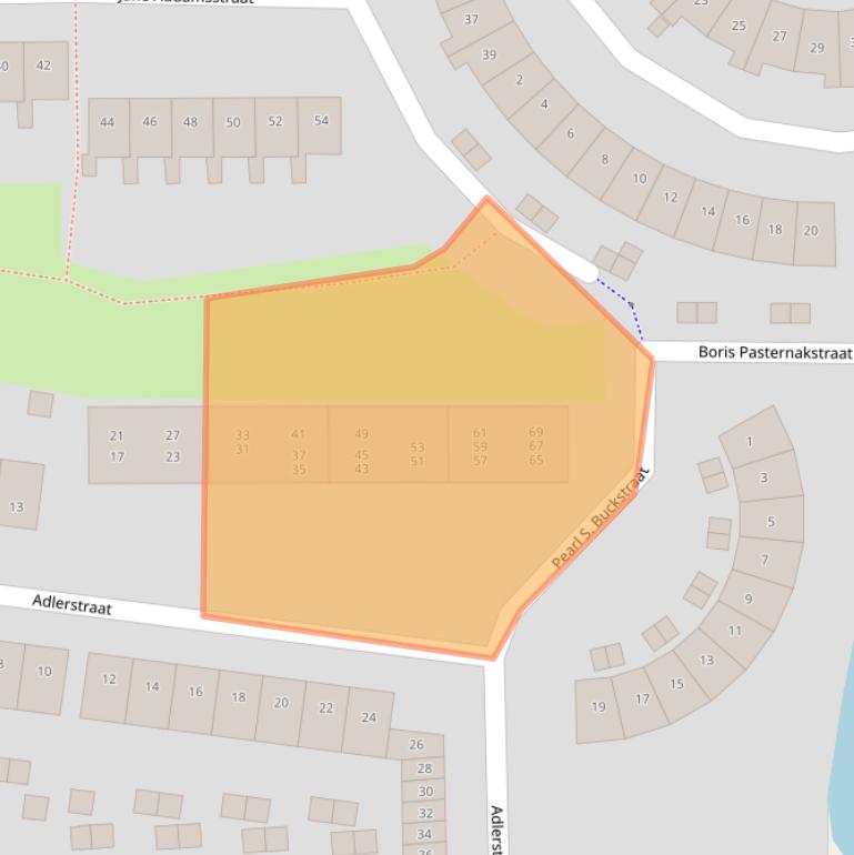 Kaart van postcodegebied 2037KC.