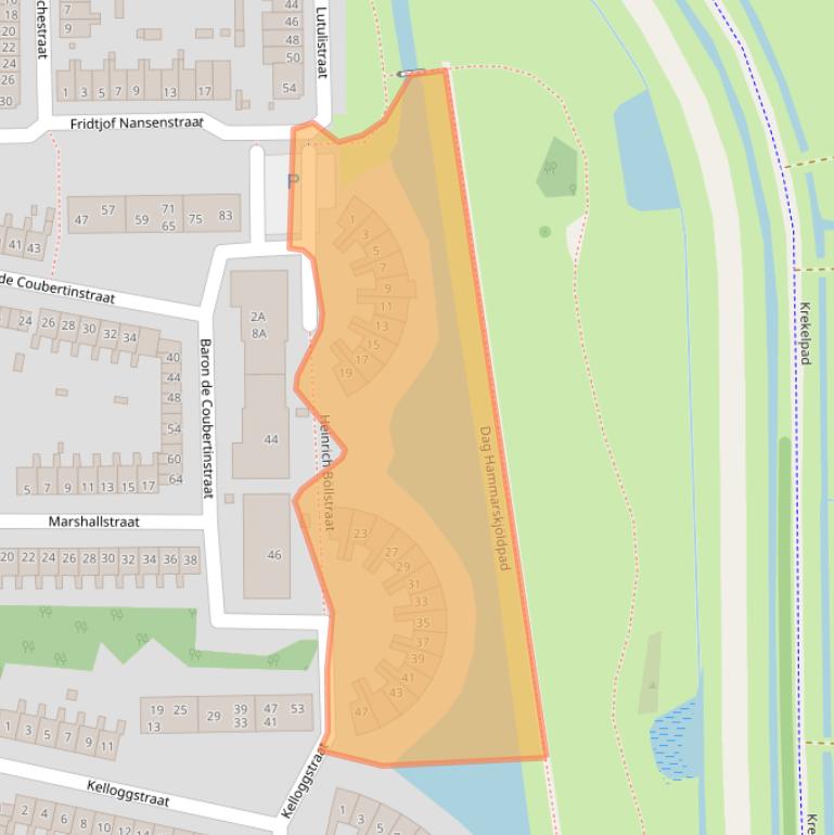 Kaart van postcodegebied 2037MB.