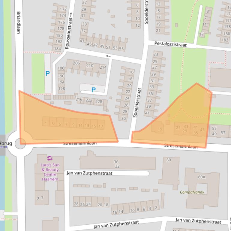 Kaart van postcodegebied 2037TA.