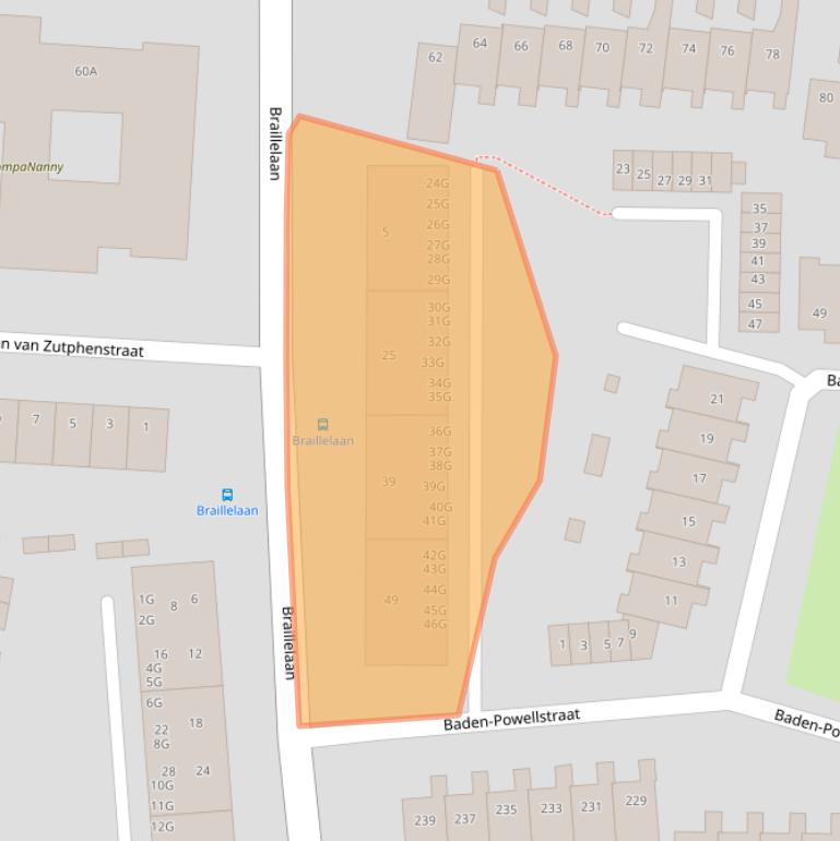 Kaart van postcodegebied 2037XA.