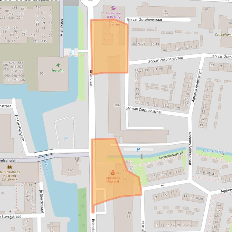 Kaart van postcodegebied 2037XE.