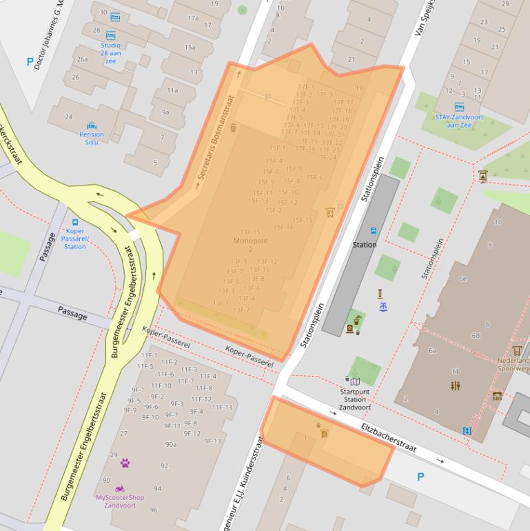 Kaart van postcodegebied 2041AA.