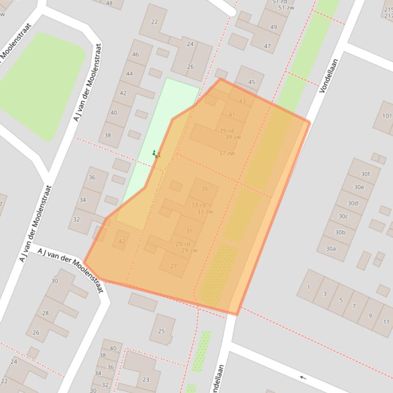 Kaart van postcodegebied 2041BB.