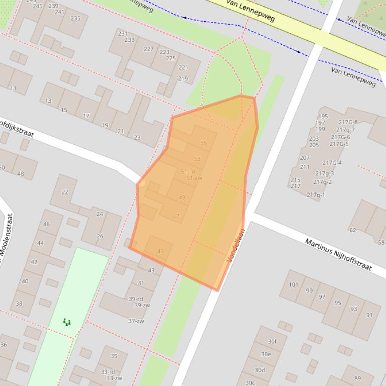 Kaart van postcodegebied 2041BC.