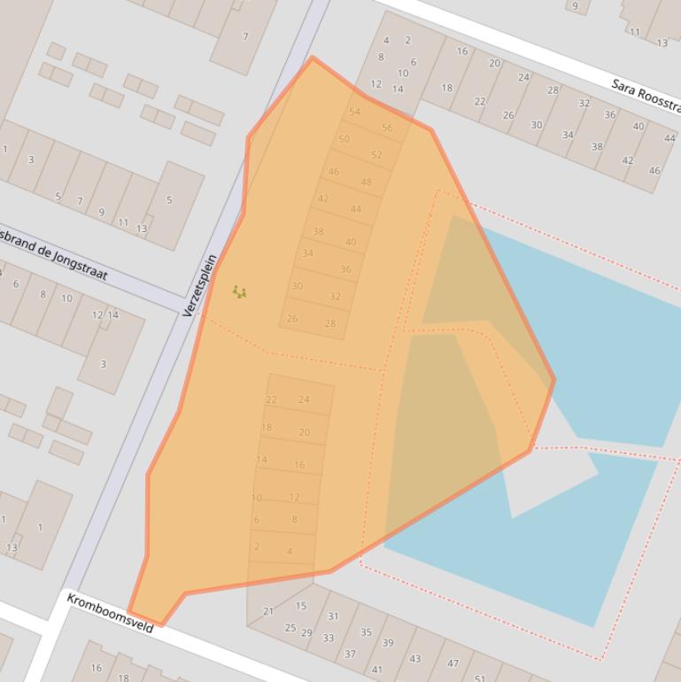 Kaart van postcodegebied 2041EB.