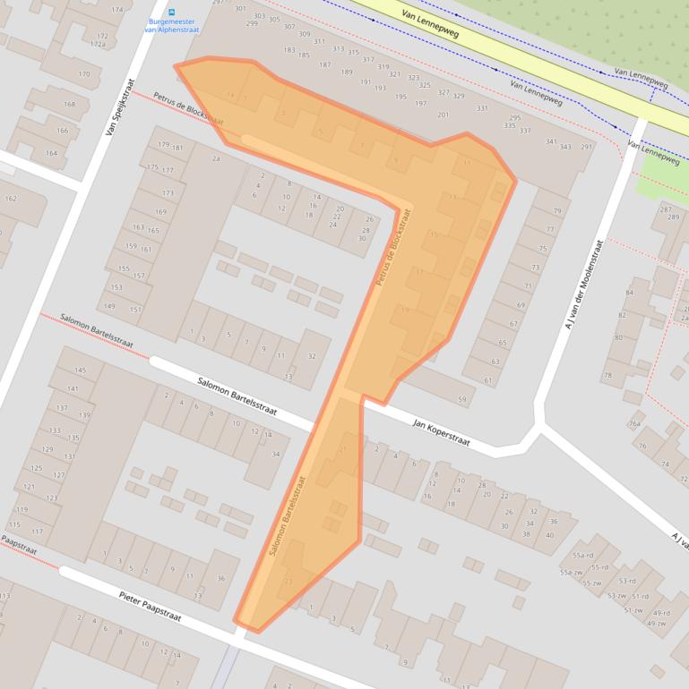 Kaart van postcodegebied 2041EE.