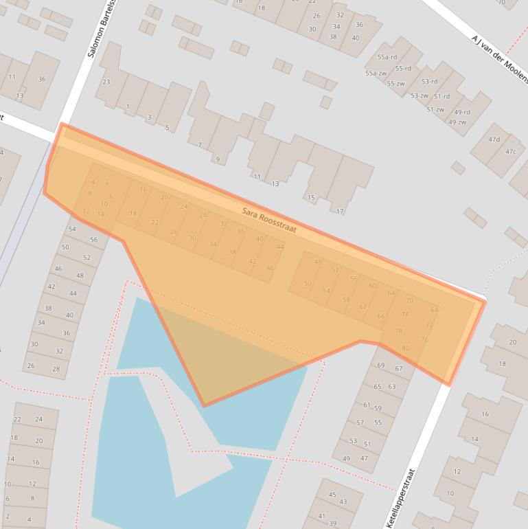 Kaart van postcodegebied 2041EK.