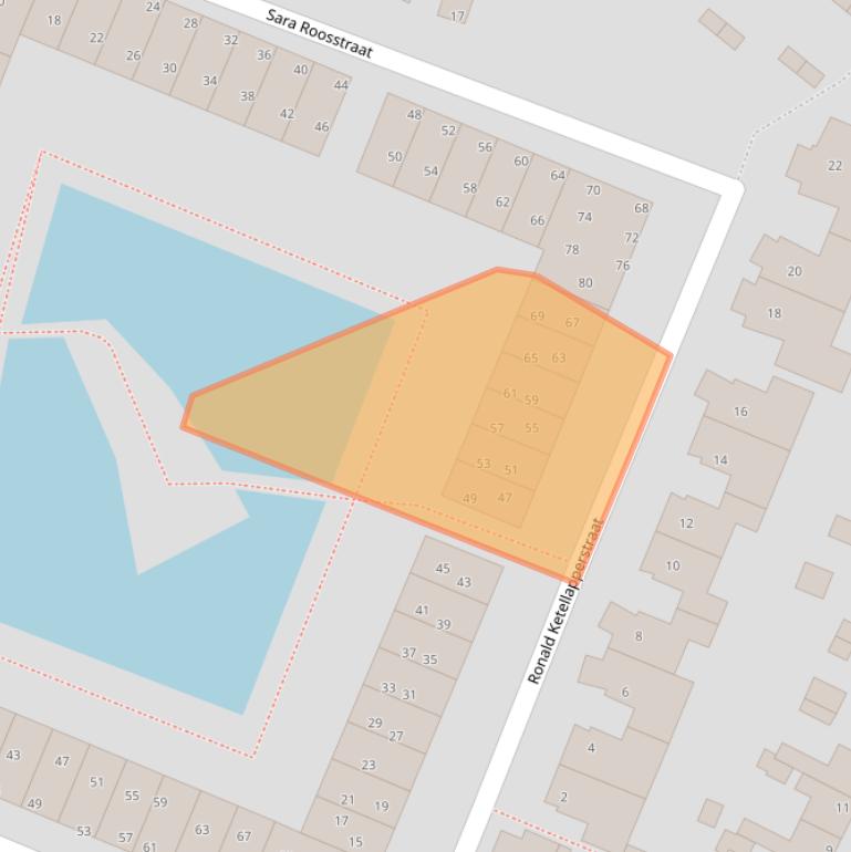 Kaart van postcodegebied 2041EM.