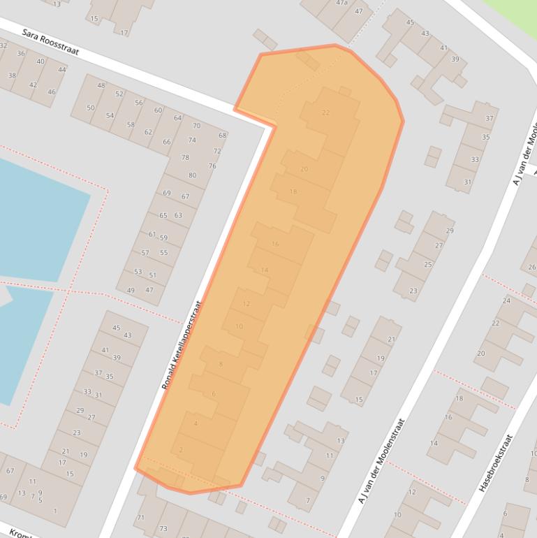Kaart van postcodegebied 2041EN.