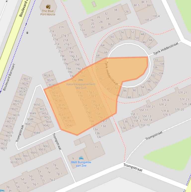 Kaart van postcodegebied 2041JD.