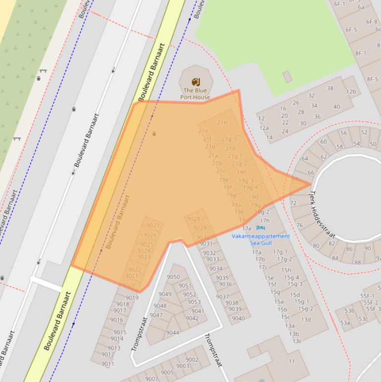 Kaart van postcodegebied 2041JE.