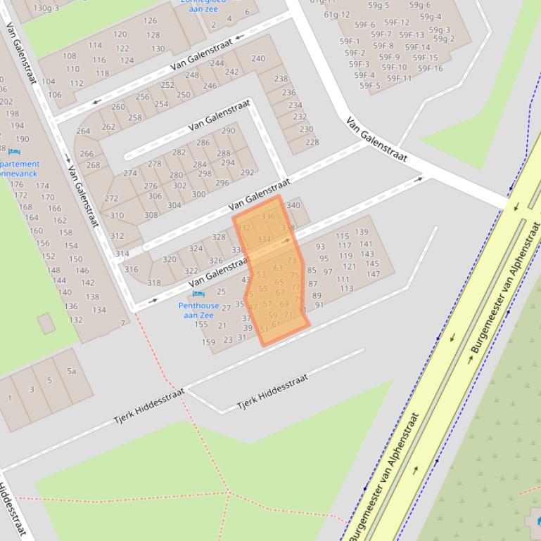 Kaart van postcodegebied 2041JH.