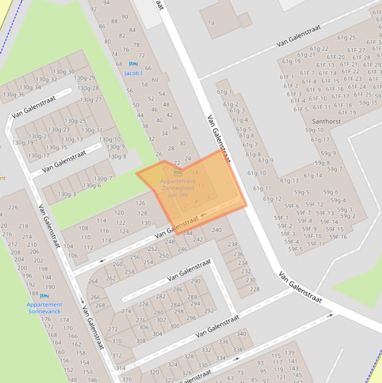 Kaart van postcodegebied 2041JR.