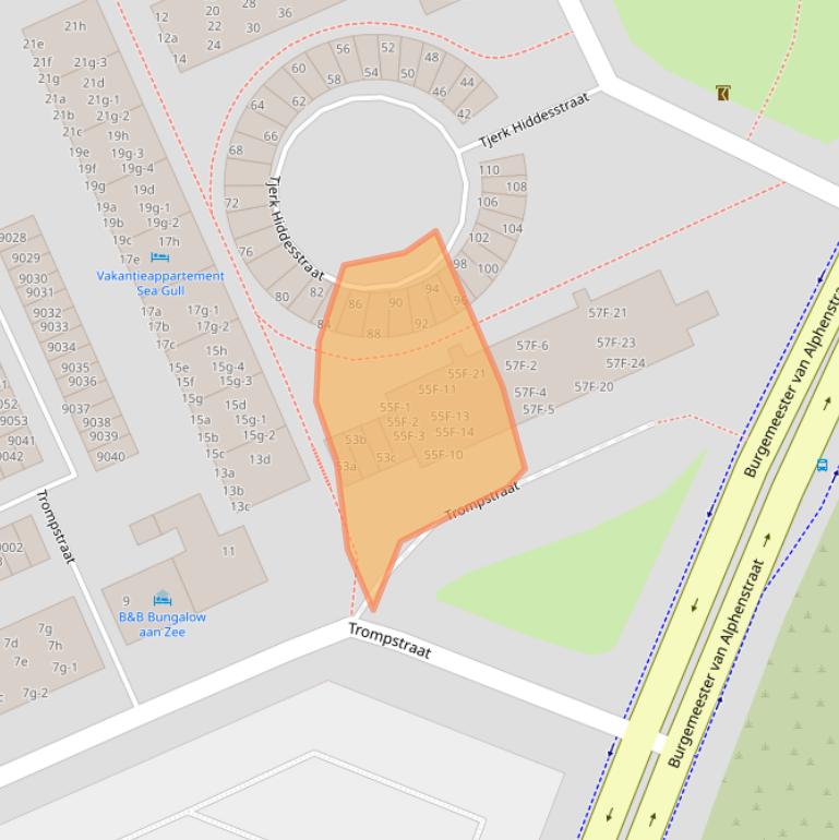 Kaart van postcodegebied 2041KC.