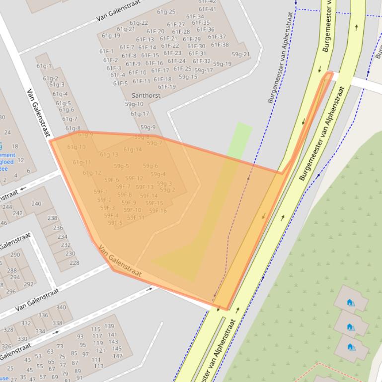 Kaart van postcodegebied 2041KE.