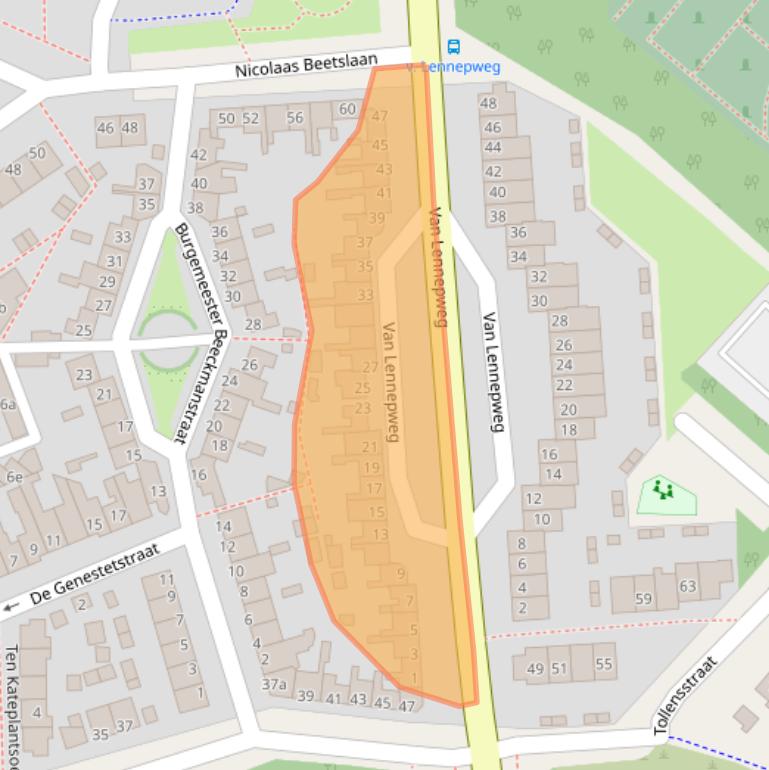 Kaart van postcodegebied 2041LA.