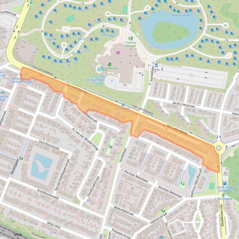 Kaart van postcodegebied 2041LM.