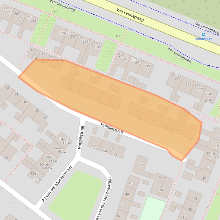 Kaart van postcodegebied 2041NA.