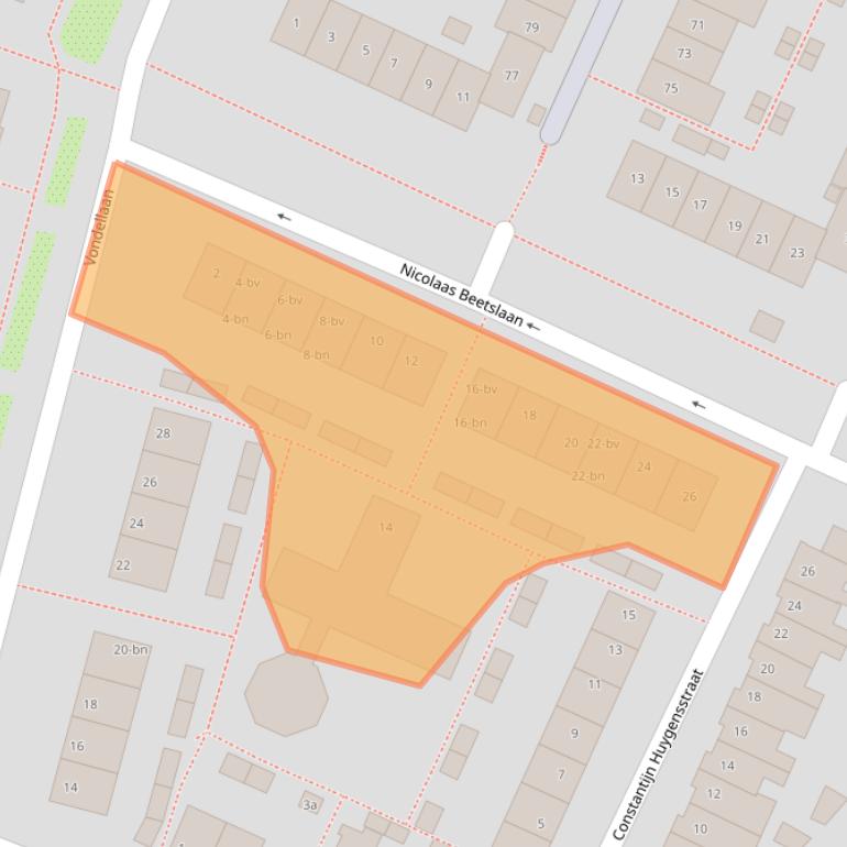 Kaart van postcodegebied 2041NN.