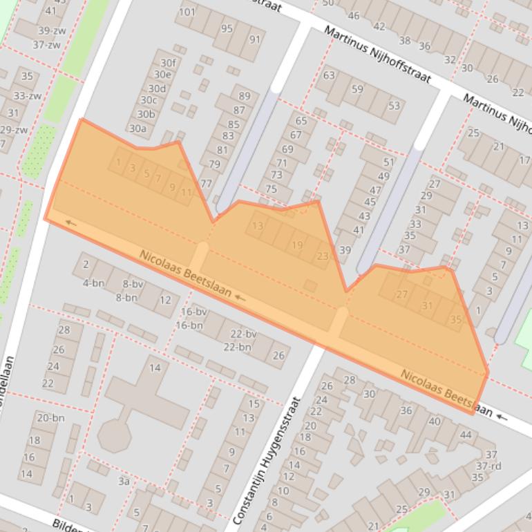 Kaart van postcodegebied 2041NR.