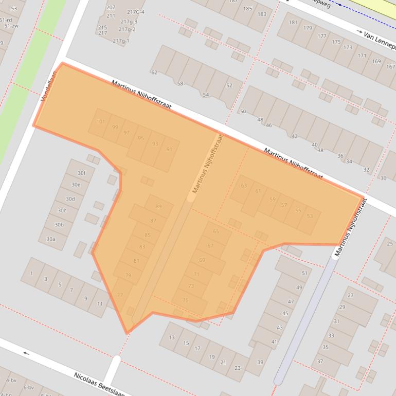 Kaart van postcodegebied 2041NT.