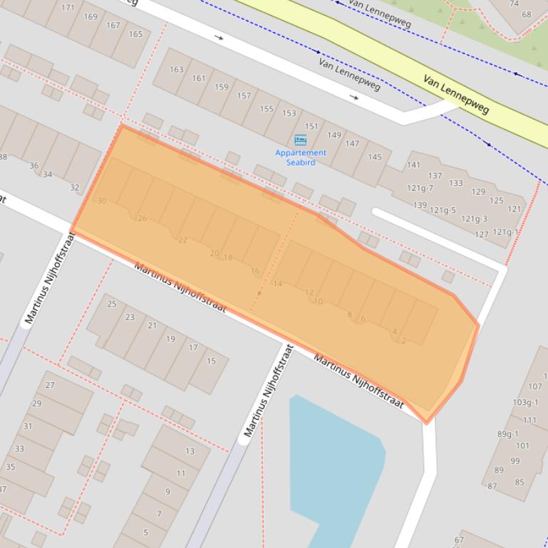 Kaart van postcodegebied 2041NV.