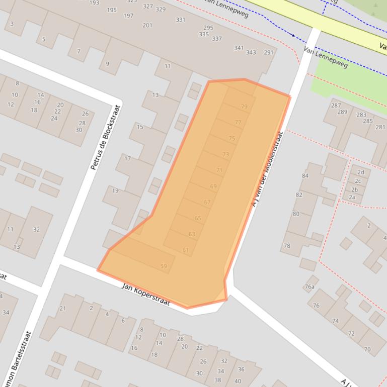 Kaart van postcodegebied 2041NX.