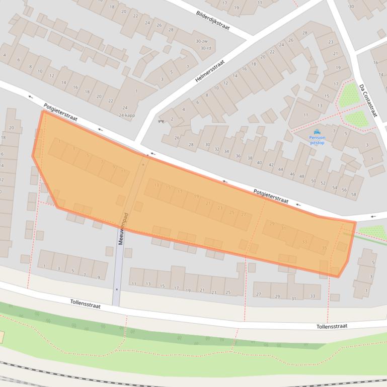 Kaart van postcodegebied 2041PB.