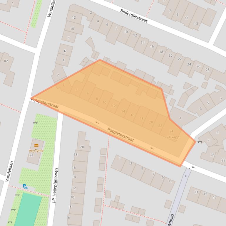 Kaart van postcodegebied 2041PC.