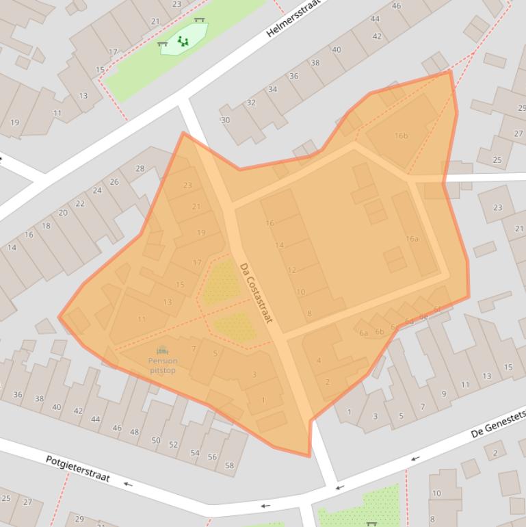 Kaart van postcodegebied 2041PJ.