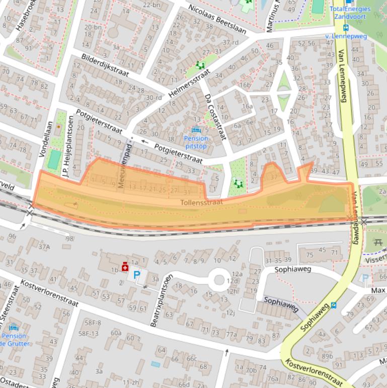 Kaart van postcodegebied 2041PP.