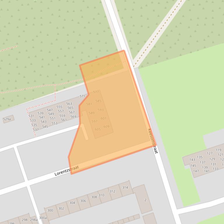 Kaart van postcodegebied 2041RV.