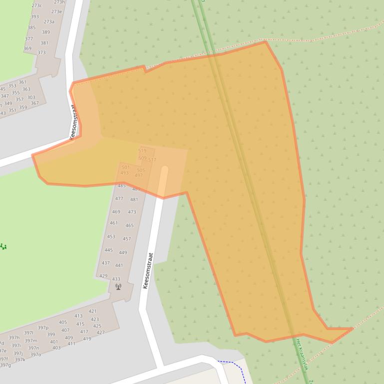 Kaart van postcodegebied 2041XV.