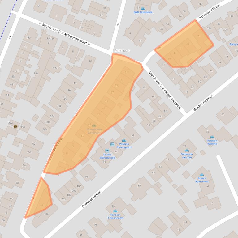 Kaart van postcodegebied 2042AR.