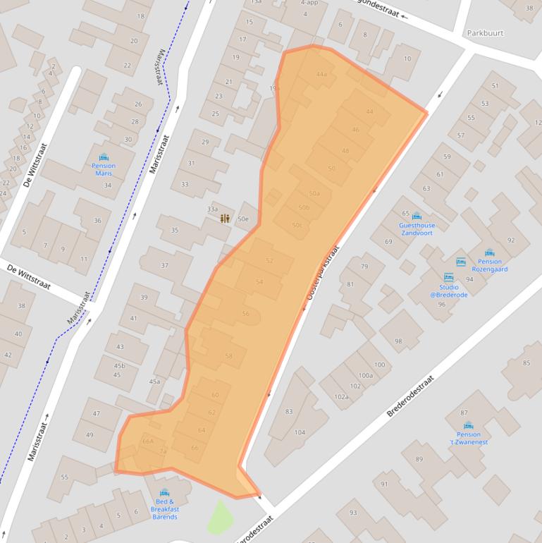 Kaart van postcodegebied 2042AT.
