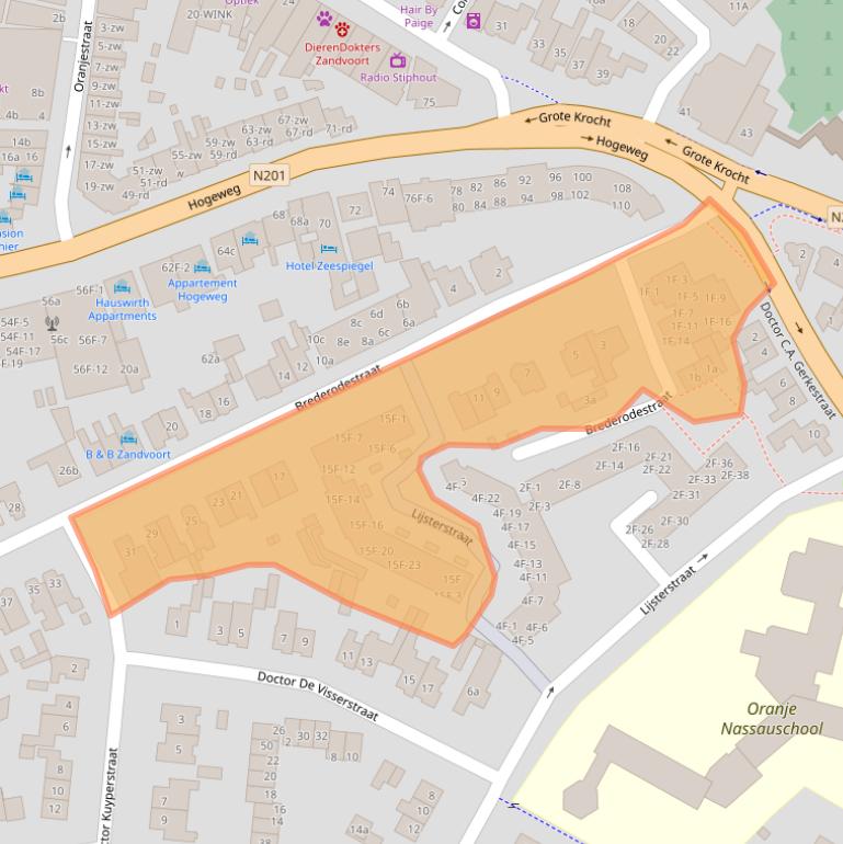 Kaart van postcodegebied 2042BA.