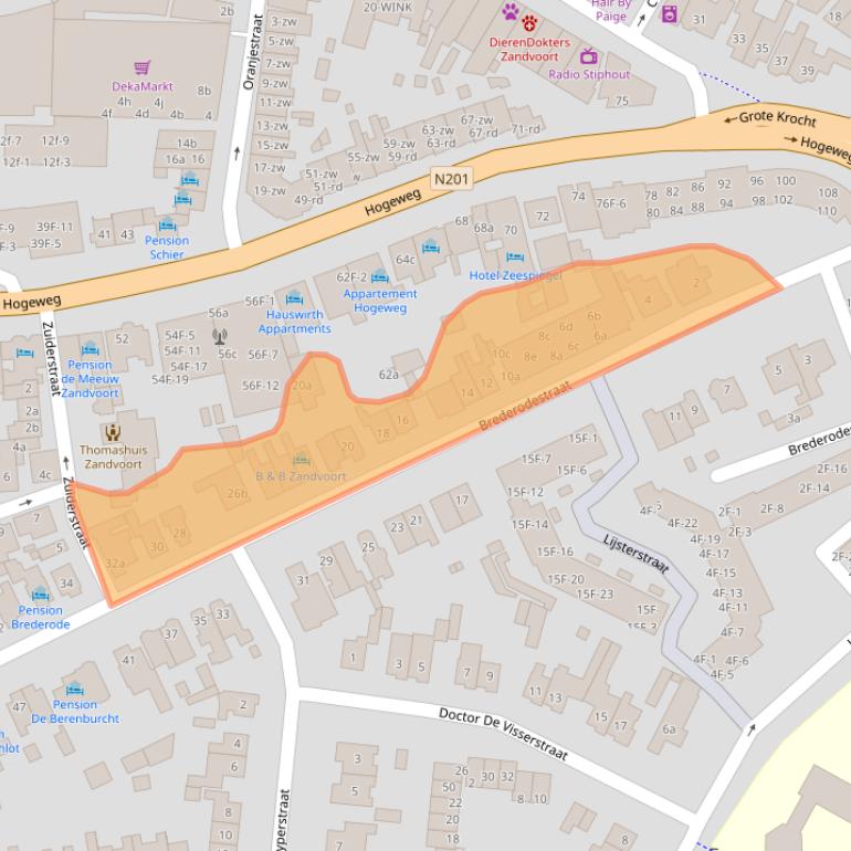 Kaart van postcodegebied 2042BE.