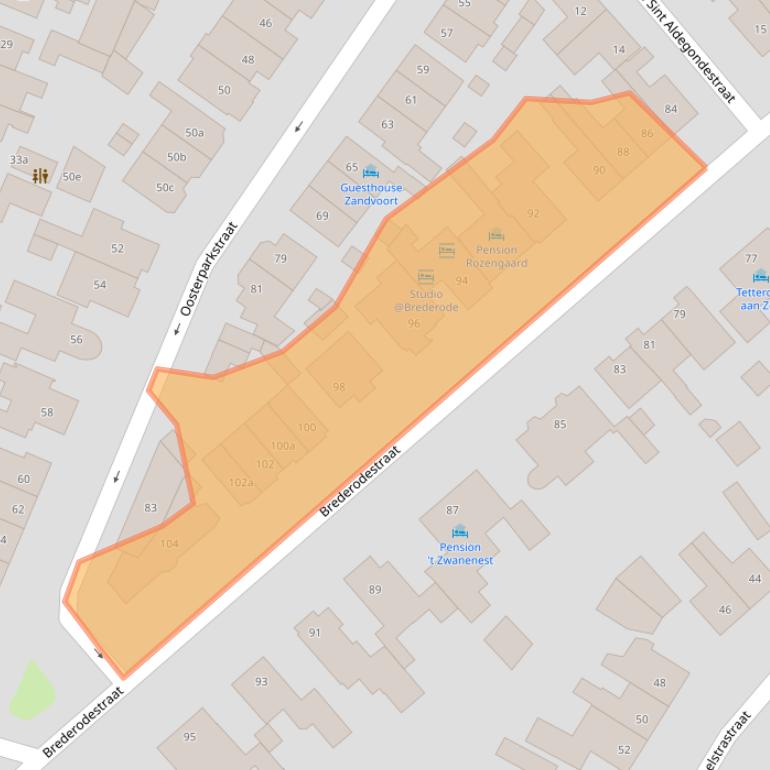 Kaart van postcodegebied 2042BJ.