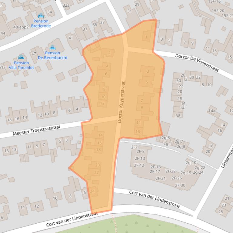 Kaart van postcodegebied 2042BX.