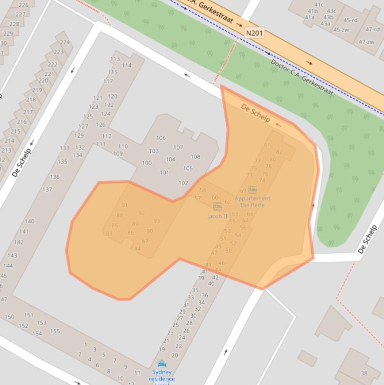 Kaart van postcodegebied 2042DW.