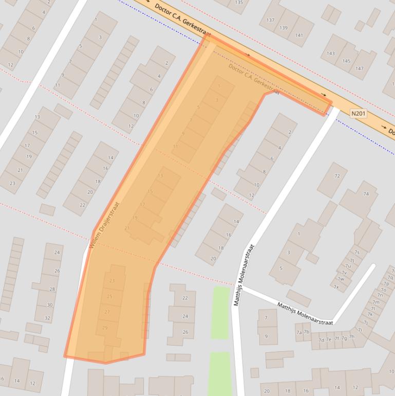 Kaart van postcodegebied 2042EB.