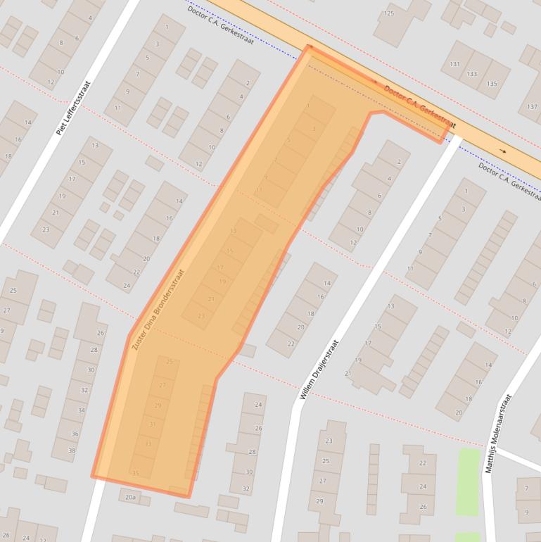 Kaart van postcodegebied 2042ED.