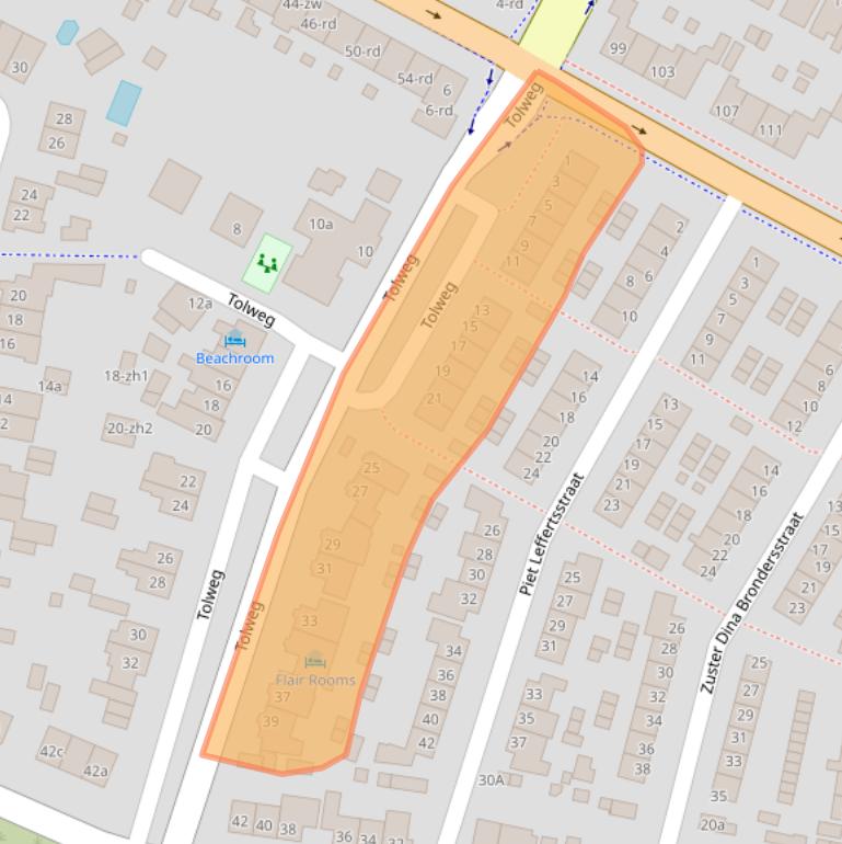 Kaart van postcodegebied 2042EJ.