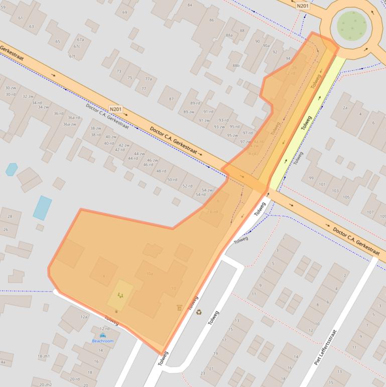 Kaart van postcodegebied 2042EK.