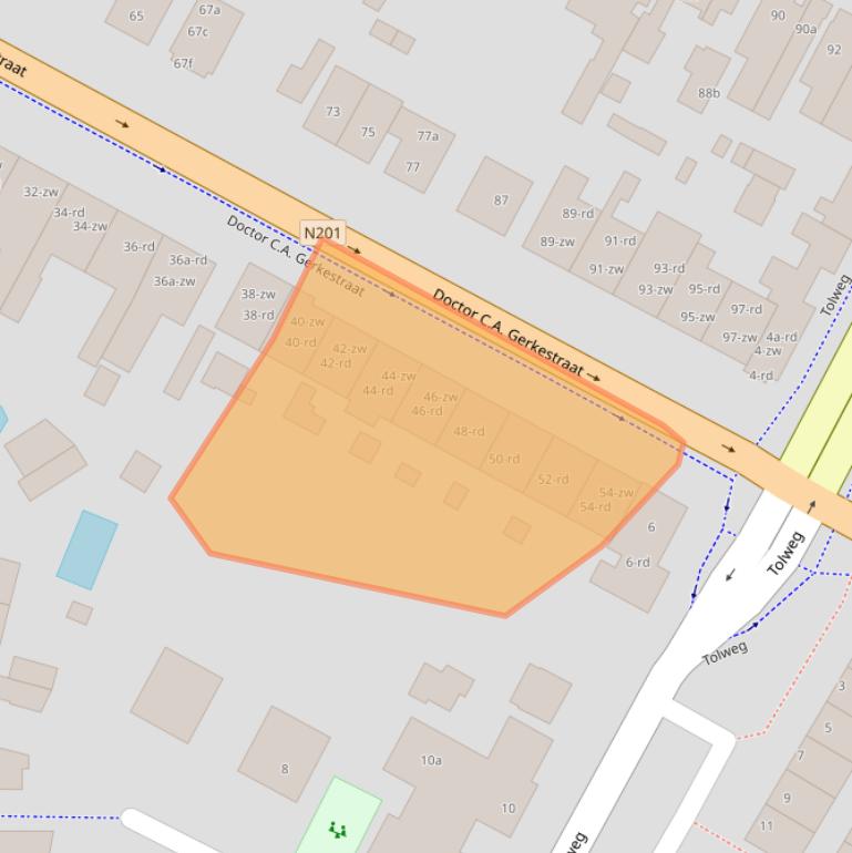 Kaart van postcodegebied 2042EW.