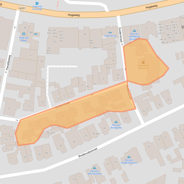 Kaart van postcodegebied 2042GA.