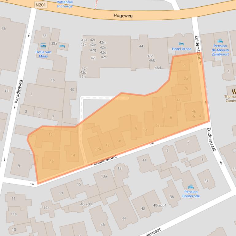 Kaart van postcodegebied 2042GB.