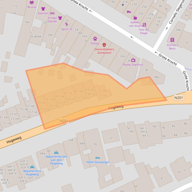 Kaart van postcodegebied 2042GG.